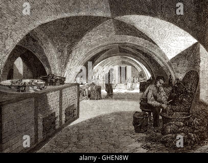 La cuisine du Lycée Henri-IV, une école secondaire publique à Paris, ancienne abbaye royale de st Genevieve Banque D'Images