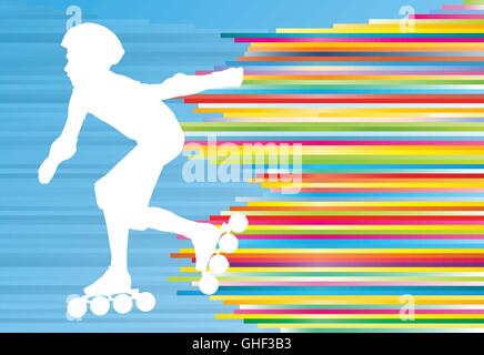 Boy driving patins à abstract background vector illustration Illustration de Vecteur