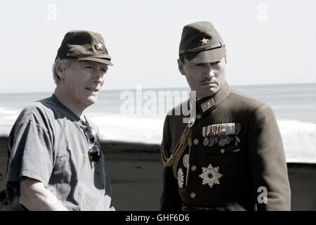 Lettres d'Iwo Jima Lettres d'Iwo Jima USA 2006 Lettres d'Iwo Jima / réalisateur CLINT EASTWOOD et Ken Watanabe sur le plateau Regie : Clint Eastwood aka. Lettres d'Iwo Jima Banque D'Images