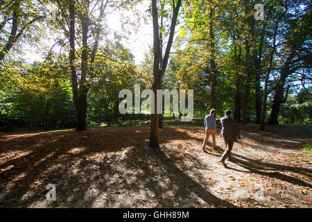 Wimbledon Londres, Royaume-Uni. 28 Sep, 2016. Les gens marchent sur Wimbledon Common baignée de soleil d'automne : Crédit amer ghazzal/Alamy Live News Banque D'Images