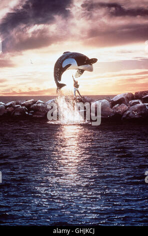 Jesse (JASON JAMES RICHTER) ahnt, dass der Orca-Wal Willy Heimweh hat nach senneur Familie im Meer - und verhilft ihm dans abenteuerlichen Aktion zur Freiheit Regie : Simon Wincer aka. Free Willy Banque D'Images