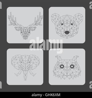 Ensemble d'animaux sur fond gris Illustration de Vecteur