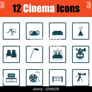Ensemble d'icônes du cinéma. Reflet de l'ombre. Vector illustration. Illustration de Vecteur
