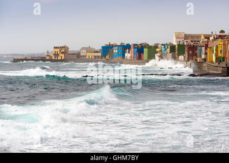 Voir quartier de pêcheurs de San Cristobal, au sud de Las Palmas de Gran Canaria, Îles Canaries Banque D'Images