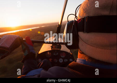 Un pilote de micro-lumière au Zimbabwe. Banque D'Images