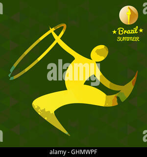 Sport d'été Brésil carte avec une rythmique Gymnastique cerceau jaune résumé dvd. Vector image numérique Banque D'Images