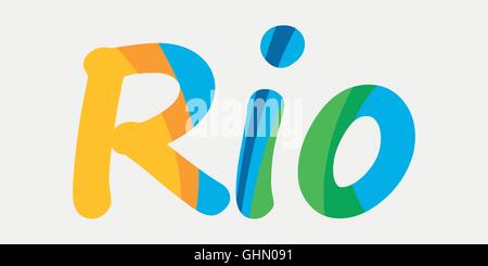 Rio 2016 Été 2016 vecteur Brésil Rio de Janeiro bannière avec backrop colorés abstraits. Hand drawn Vector design plat Illustration de Vecteur