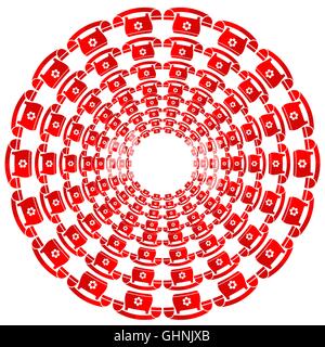 Ensemble de cadres Téléphone rouge ronde Illustration de Vecteur