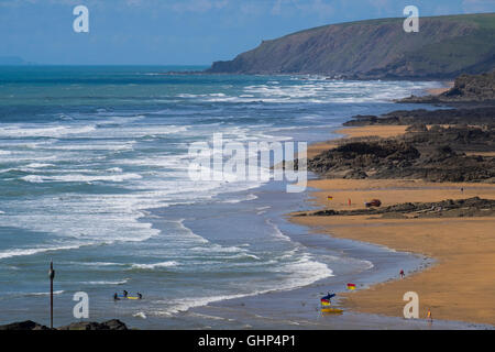 Plage de Crooklets à Bude à Cornwall, England, UK Banque D'Images