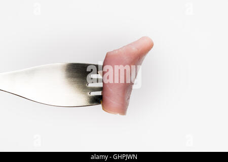 Jambon sur un tablier isolé sur fond blanc Banque D'Images