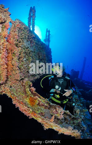 Épave Numidia, plongée sous-marine sur épave, Brother Islands, Frères, grand frère, Red Sea, Egypt, Africa, Africa Banque D'Images