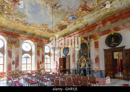Geras : abbaye Monastère Geras, le plafond est décoré d'une fresque de Paul Troger illustrant la multiplication miraculeuse de pain Banque D'Images