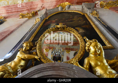 Geras : abbaye Monastère Geras, le plafond est décoré d'une fresque de Paul Troger illustrant la multiplication miraculeuse de pain Banque D'Images