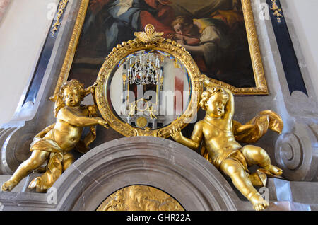 Geras : abbaye Monastère Geras, le plafond est décoré d'une fresque de Paul Troger illustrant la multiplication miraculeuse de pain Banque D'Images