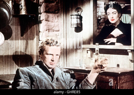 Johnny Guitar - Wenn Frauen hassen - Seit Jahren vor Sie den Revolverhelden Johnny Guitar (Sterling Hayden) liebten, herrscht zwischen Emma und der schönen Spielsalonbesitzerin Vienne (JOAN CRAWFORD) Haß mise en veille. Johnny als eines Tages zu-kehrt zurück vienne, entbrennt unerbittlicher zwischen den Frauen ein Kampf auf Leben und Tod... Regie : Nicholas Ray aka. Johnny Guitar Banque D'Images