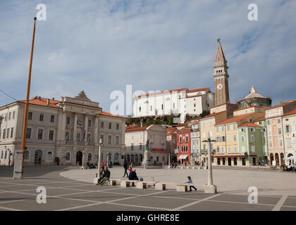 ,La Place Tartini Piran, Slovénie Banque D'Images