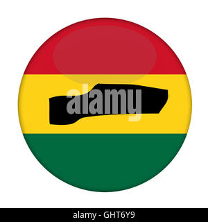 Gambie carte sur un bouton drapeau Rastafari, fond blanc. Banque D'Images