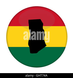 Ghana carte sur un bouton drapeau Rastafari, fond blanc. Banque D'Images