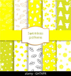 Ensemble de modèles sans couture et fonds pour les filles Illustration de Vecteur