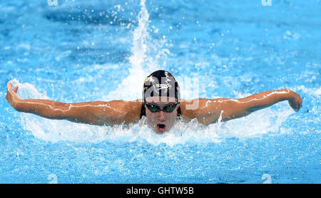 Rio de Janeiro, Brésil. 10 août, 2016. Mireia Belmonte Garcia de l'Espagne est en concurrence au cours de la women's 200m papillon finale de natation au Jeux Olympiques de Rio 2016 à Rio de Janeiro, Brésil, le 10 août 2016. Mireia Belmonte Garcia a remporté la médaille d'or avec 2 minutes 4,85 secondes. Credit : Yue Yuewei/Xinhua/Alamy Live News Banque D'Images