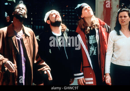 Dogme USA 1998 Regie : Kevin Smith Voir mit Rufus (CHRIS ROCK), Silent Bob (Kevin SMITH), Jay (JASON MEWES) und Bethany Sloane (LINDA FIORENTINO). Regie : Kevin Smith Banque D'Images