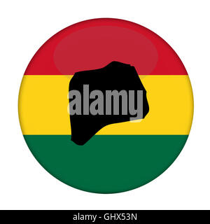 Le Rwanda site sur un bouton drapeau Rastafari, fond blanc. Banque D'Images