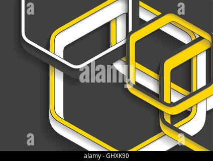 Hexagones noirs et jaunes abstrait géométrique. arrière-plan tech Conception graphique de vecteur minimal Illustration de Vecteur