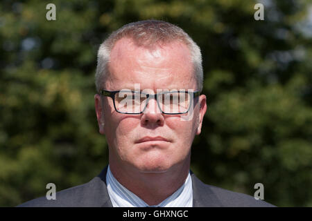 Edinburgh, Royaume-Uni. Conférence de presse de la police portrait du détective inspecteur-chef Keith Hardie. Pako Mera. Banque D'Images