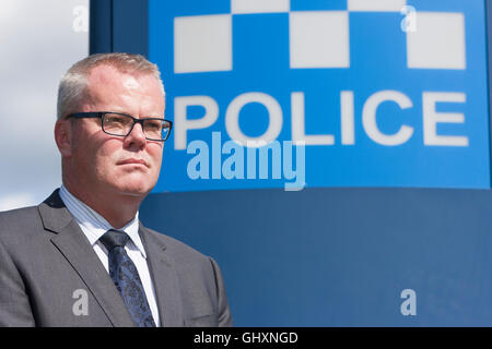 Edinburgh, Royaume-Uni. Conférence de presse de la police portrait du détective inspecteur-chef Keith Hardie. Pako Mera. Banque D'Images