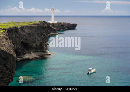 Phare de Cap Zanpa Zanpa, Misaki, Okinawa, Japon Banque D'Images