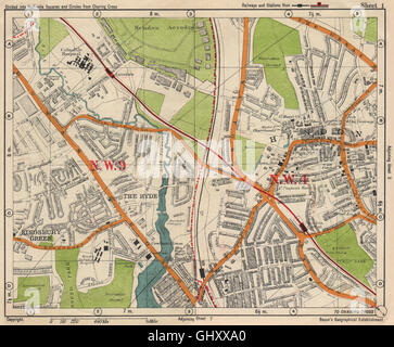 Sw Londres. L'Aérodrome de Hendon Kingsbury Vert Le Hyde. BACON, 1938 carte vintage Banque D'Images