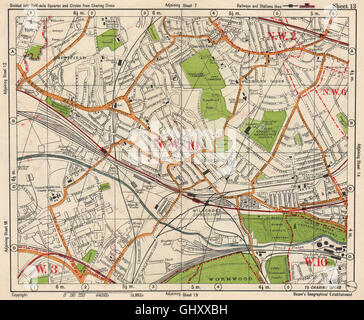 Sw LONDON Willesden Leïde Brentfield Kensal Green Park Royal.BACON, 1938 map Banque D'Images