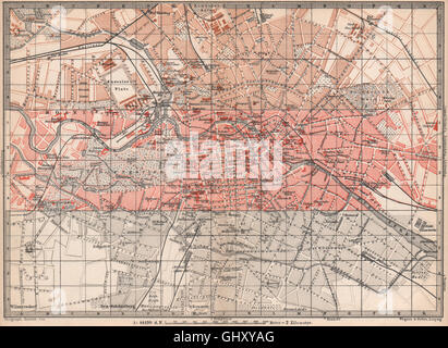 Centre de Berlin carte clé ville antique ville innere stadtplan karte, 1886 Banque D'Images