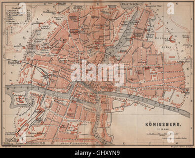 La ville de Kaliningrad ville stadtplan Königsberg. Калининград. La Russie, 1900 Ancien site Banque D'Images