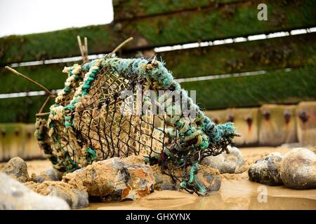 Ancien panier de crabes Banque D'Images