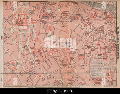 INVALIDES LUXEMBOURG. ville city plan de la ville. Paris 6e 7e carte, carte 1898 Banque D'Images