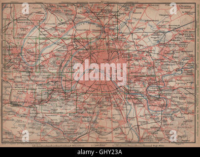 Yvelines 1907 map ST-GERMAIN-EN-LAYE & environs Marly-le-Roi Forêt Vesinet 