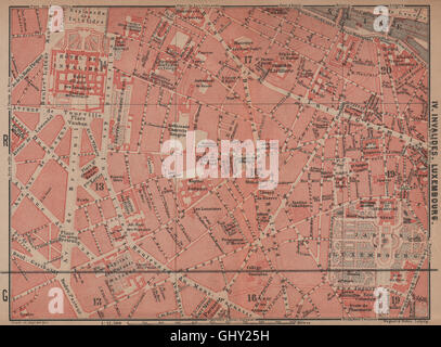 INVALIDES LUXEMBOURG. ville city plan de la ville. Paris 6e 7e carte, carte 1900 Banque D'Images