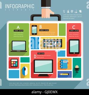 Apportez votre propre appareil télévision design avec une grosse valise Illustration de Vecteur