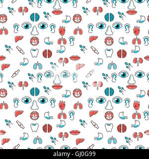 Les organes du corps humain pattern design transparente dans un style plat Illustration de Vecteur