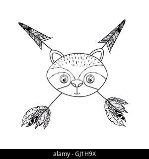 Le style de dessin animal icône boho Illustration de Vecteur