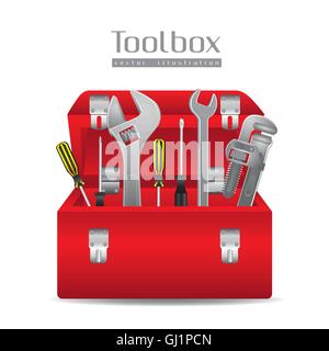 Illustration d'outils avec un marteau un tournevis clés à pipe Illustration de Vecteur