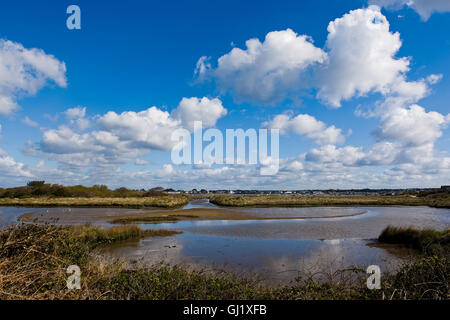 Port de Christchurch Dorset Hengistbury Head UK Terres humides de la réserve naturelle des marais de sel pour les oiseaux de l'environnement Banque D'Images