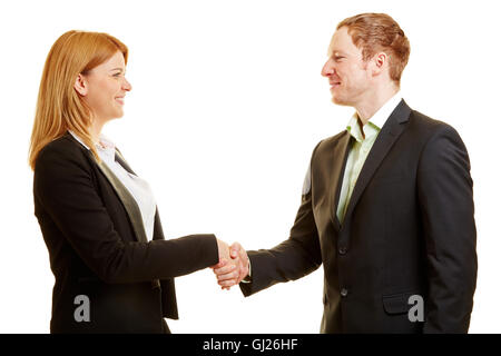 Business handshake entre deux business people comme un geste d'accueil Banque D'Images