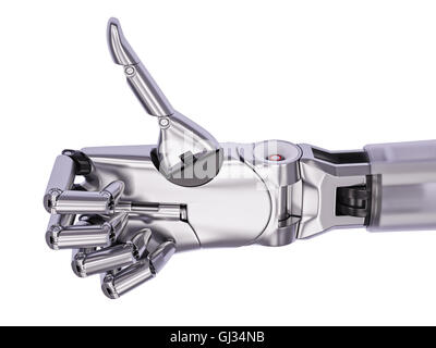 Approbation du robot thumb up Ok Gesturing 3d illustration Concept isolated on White Banque D'Images