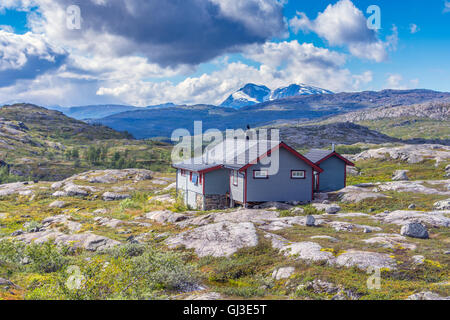 Chalet en bois gris chambre deuxième maison, en pleine nature, Norvège Banque D'Images