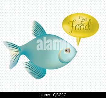 Illustration de fruits de mer un poisson avec un ballon texte vector illust Illustration de Vecteur