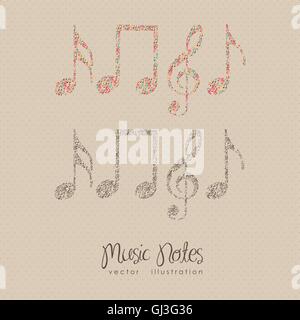 Illustration de notes musicales formant une grande remarque la musique Illustration de Vecteur