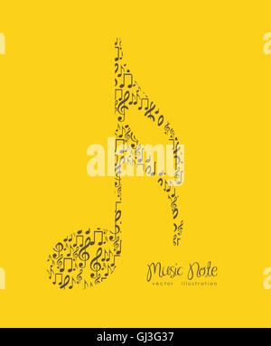 Illustration de notes musicales formant une grande remarque la musique Illustration de Vecteur