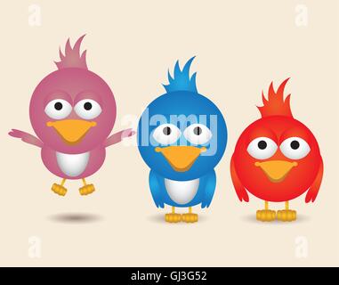 Illustration de mignon birdsin positions diffèrentes vector illustr Illustration de Vecteur
